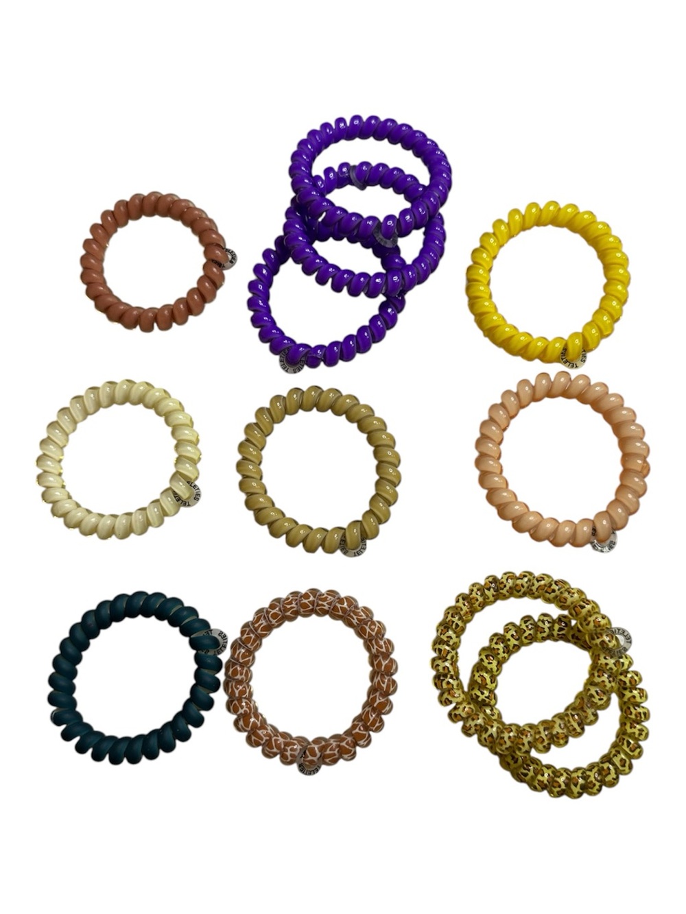 Teleties Hair Coil Tie Lot 12 Mixed Colors Leopard Giraffe Spiral Hair Bands